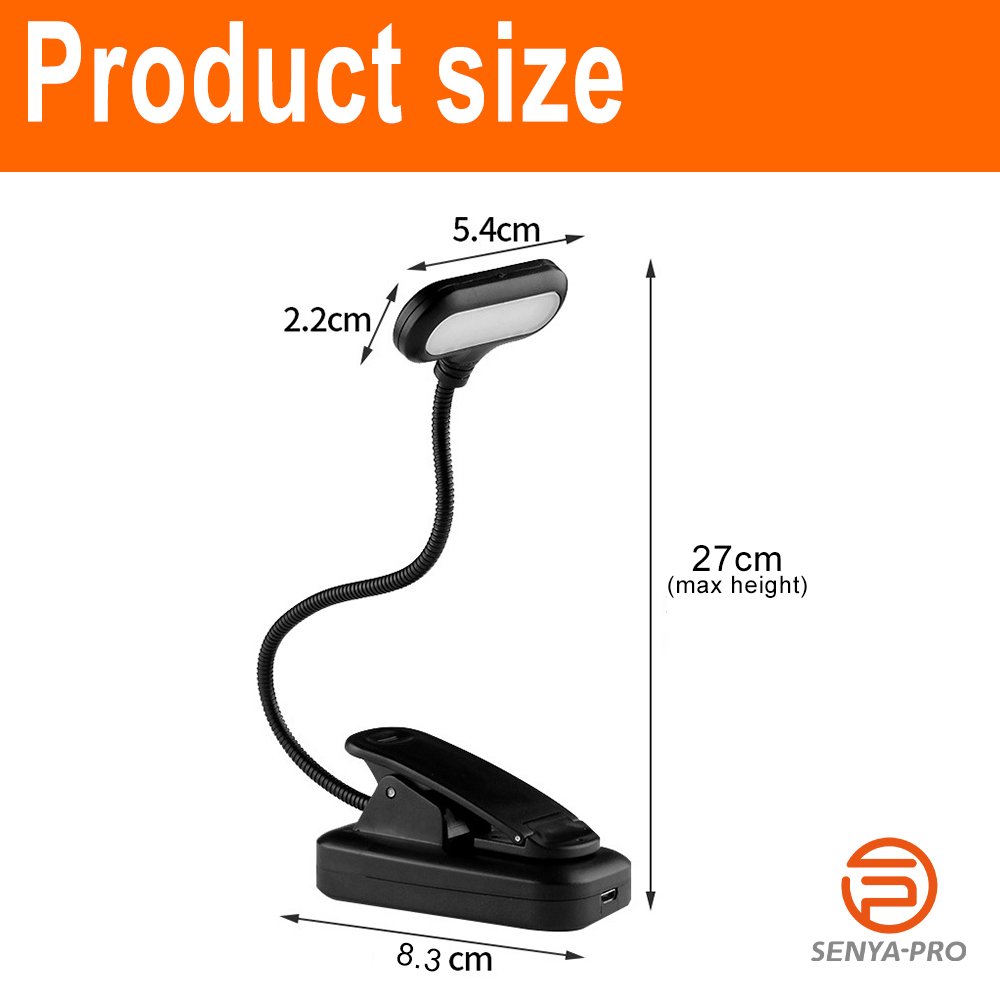 Senya-Pro Easy Carrying Portable Mini Cute Book Light Battery Gritin 19 Led Rechargeable Book Light For Reading