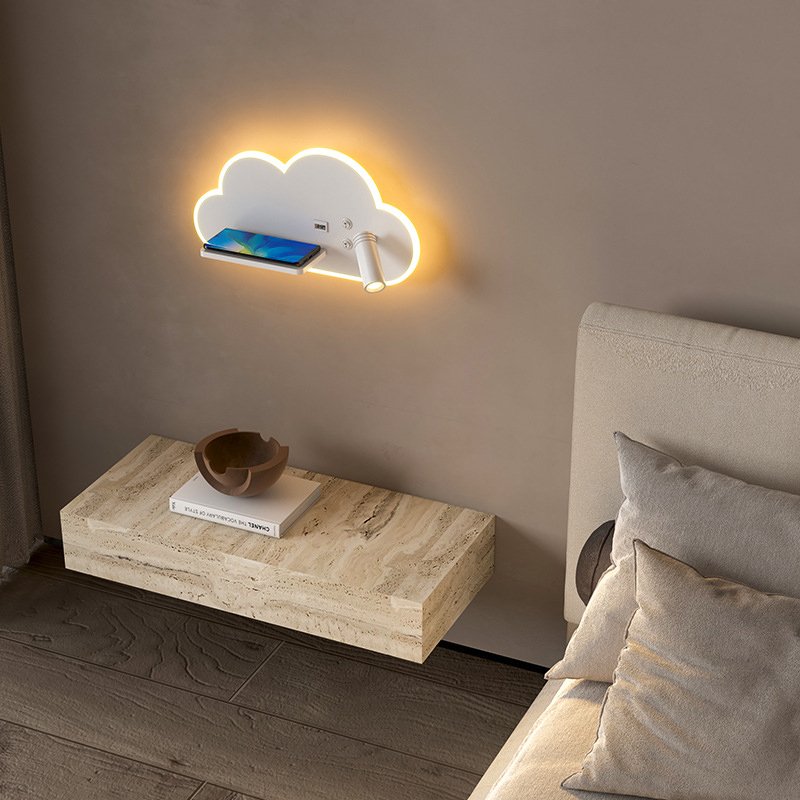 Bedside Study Reading Lamp Multifunctional Cloud Usb Wall Lamp Sconces Led Book Lamp Wall Night Light Fixtures With Switch