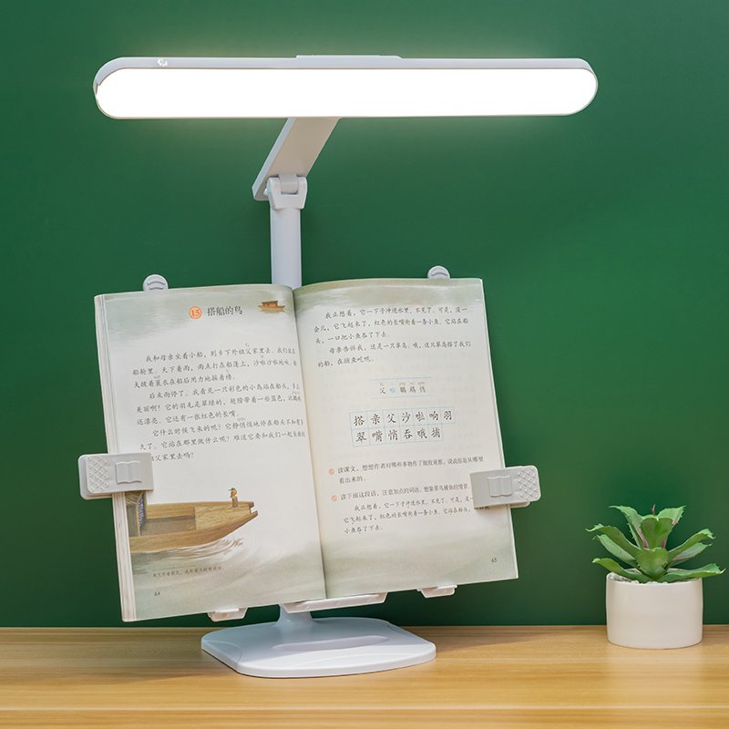 LED Rechargeable Table Lamp with Book Shelf Eye Protection Dimmable Touch Desk Lamp for Study