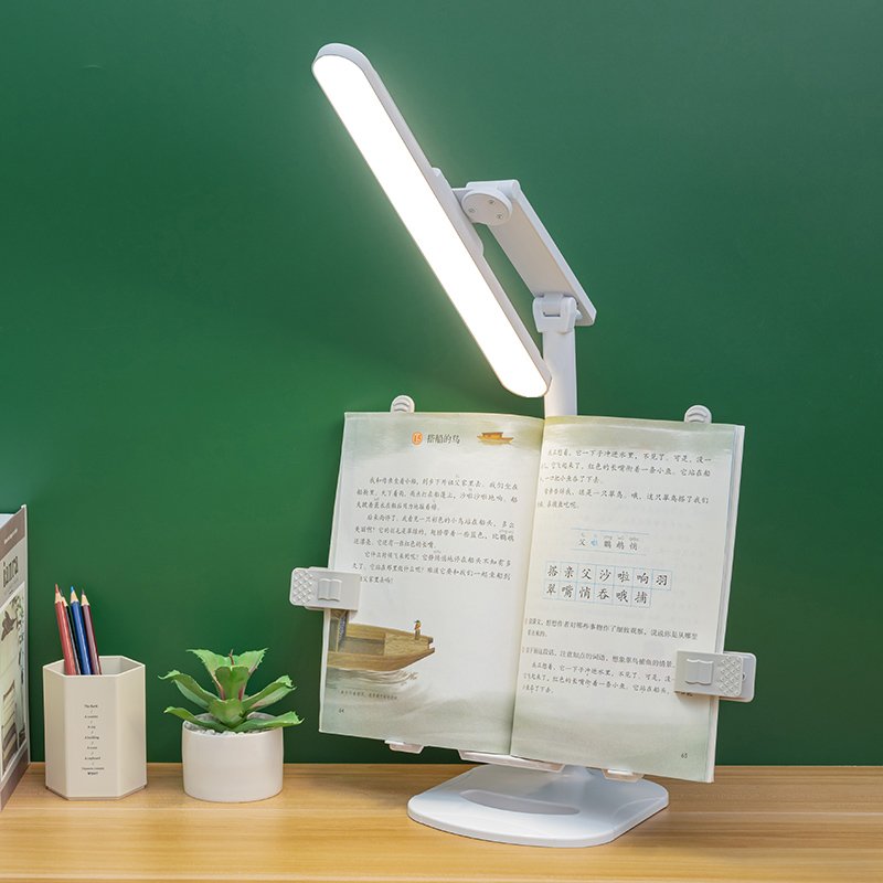 LED Rechargeable Table Lamp with Book Shelf Eye Protection Dimmable Touch Desk Lamp for Study