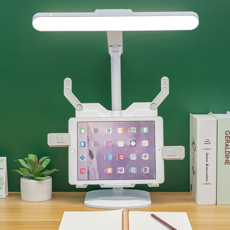 LED Rechargeable Table Lamp with Book Shelf Eye Protection Dimmable Touch Desk Lamp for Study