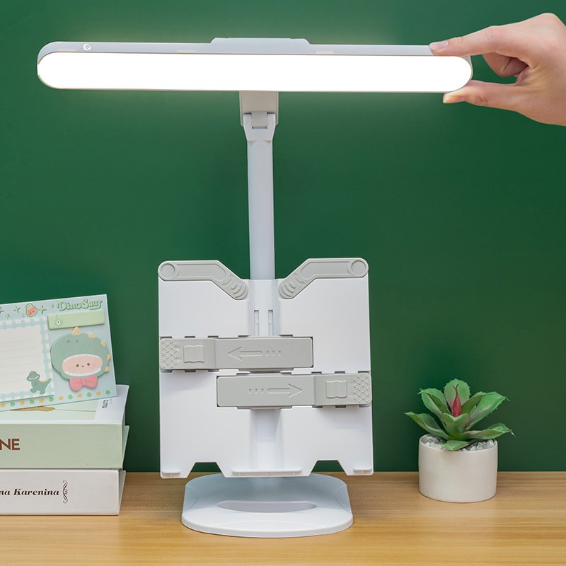 LED Rechargeable Table Lamp with Book Shelf Eye Protection Dimmable Touch Desk Lamp for Study