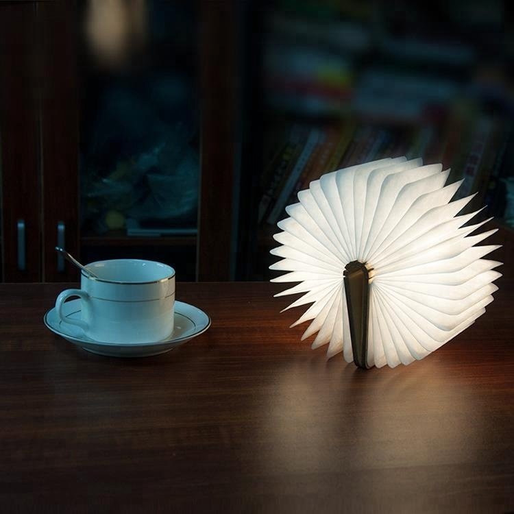 Colorful Light Wood Table Lamp Led Chargeable Night Light Folding Book Lamp For Gifts