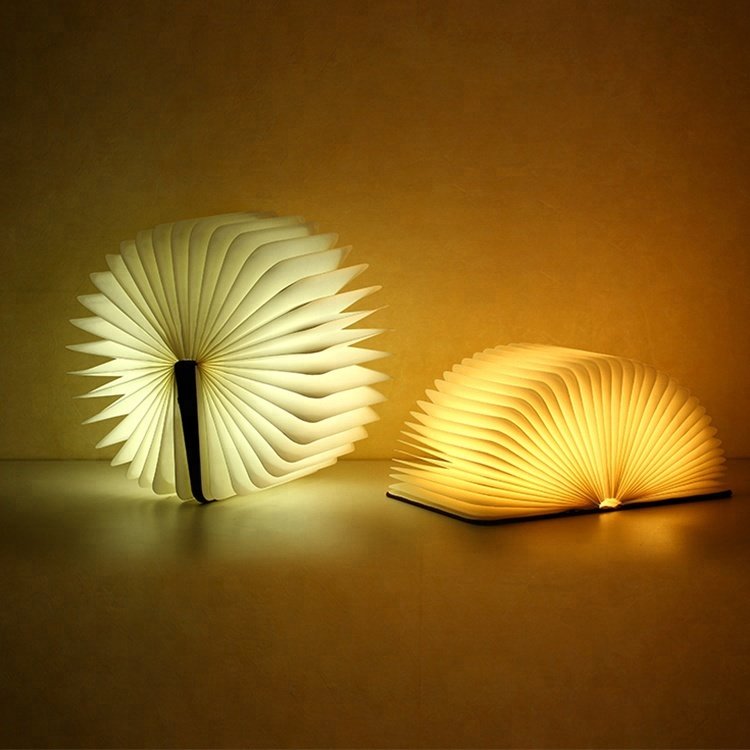 Colorful Light Wood Table Lamp Led Chargeable Night Light Folding Book Lamp For Gifts