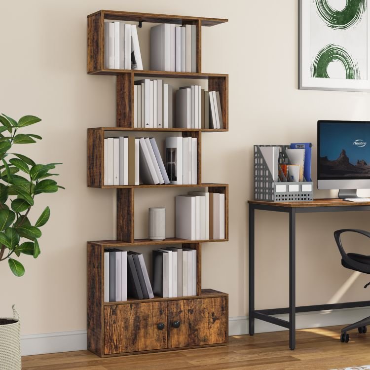 Wholesale Wood Bookcases & Bookshelves, HOOBRO Brand Wooden Bookcase & Bookshelf, Industrial Style Book Case Shelf Home Office