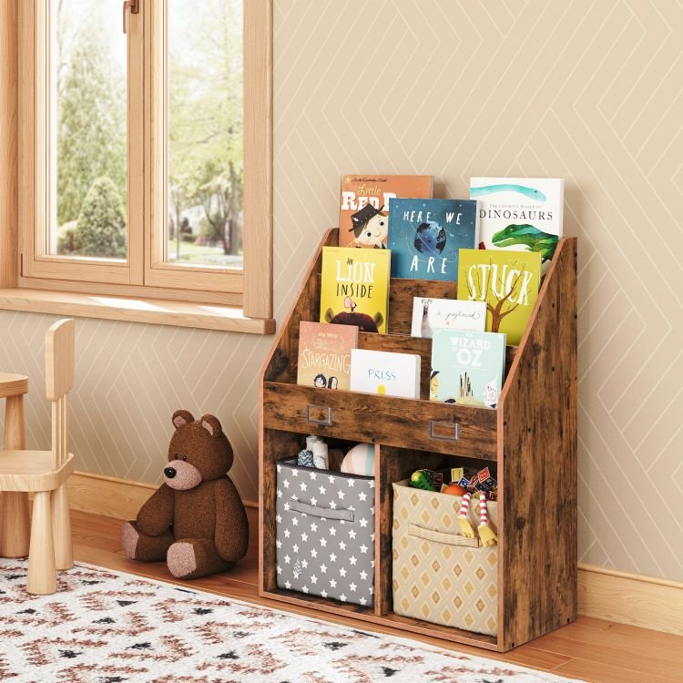 Wholesale Wood Bookcases & Bookshelves, HOOBRO Brand Wooden Bookcase & Bookshelf, Industrial Style Book Case Shelf Home Office