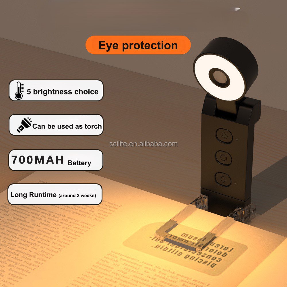 Customizable USB Rechargeable LED Desk Light Foldable Pocket Book Reading Lamp for Bedroom Bed & Hotels