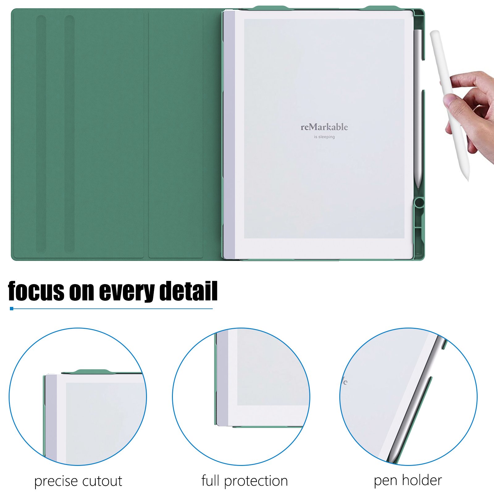 NET-CASE Case for Remarkable 2 Paper Tablet- Multi-Viewing Adjustable Folding Book Folio Cover - with Built-in Pen Holder