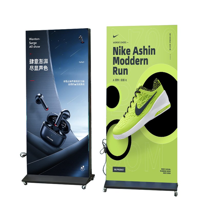 Luminous floor light box sign outdoor led soft media light box moving double-sided vertical store advertising stand