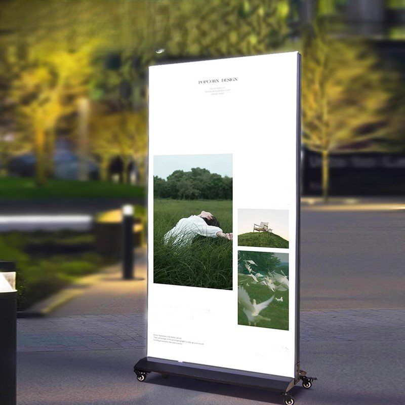 Luminous floor light box sign outdoor led soft media light box moving double-sided vertical store advertising stand