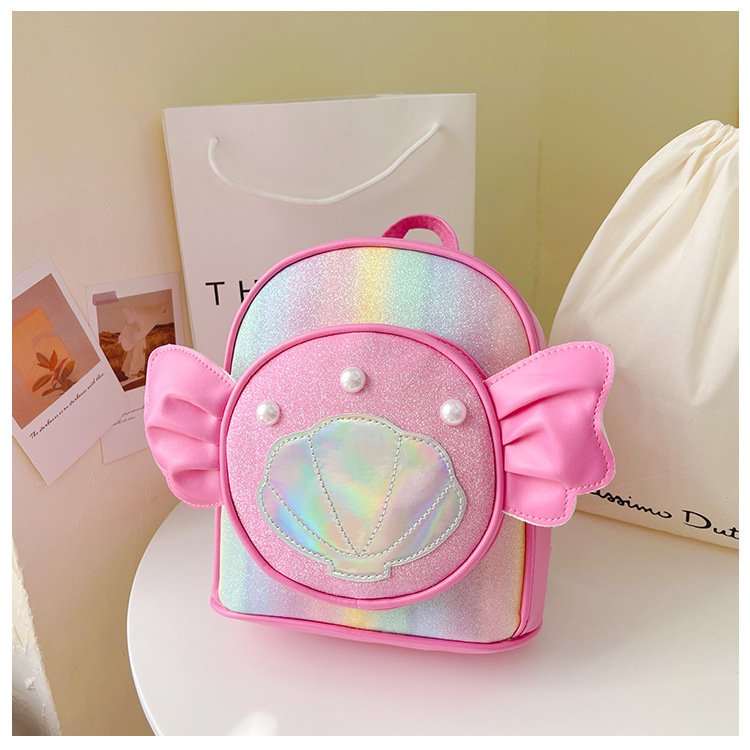 2024 new children's school bag fashion transparent laser shell backpack kindergarten light travel pack