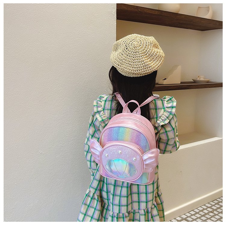 2024 new children's school bag fashion transparent laser shell backpack kindergarten light travel pack