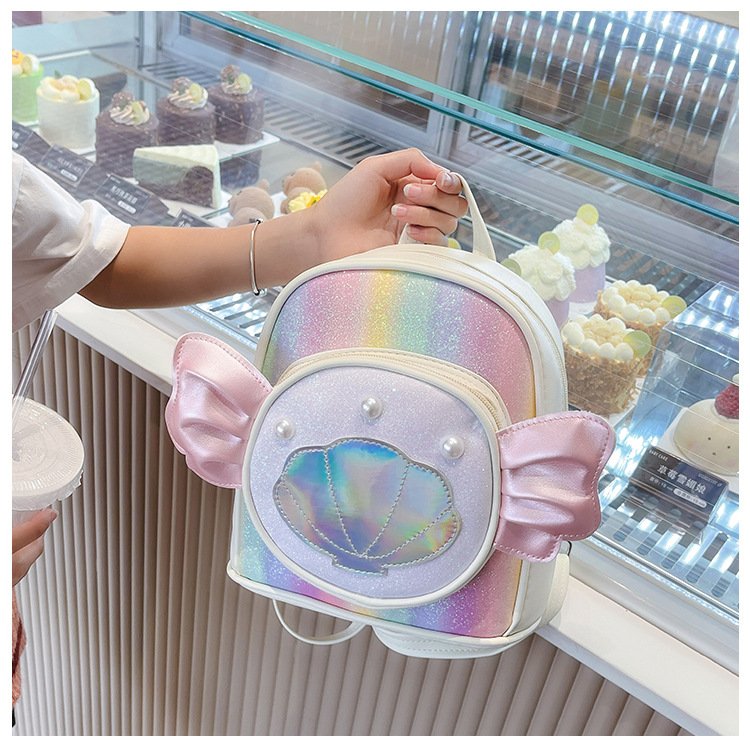 2024 new children's school bag fashion transparent laser shell backpack kindergarten light travel pack