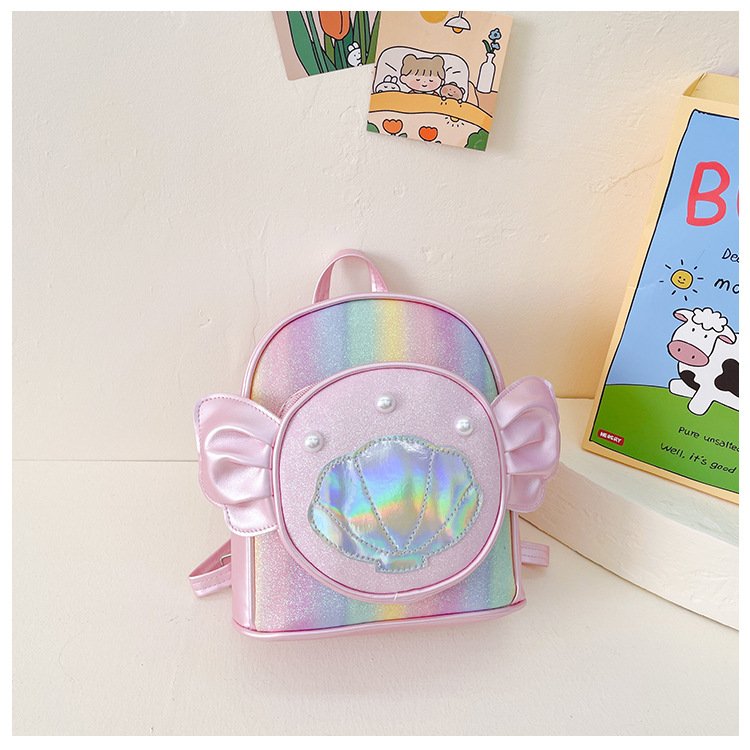 2024 new children's school bag fashion transparent laser shell backpack kindergarten light travel pack