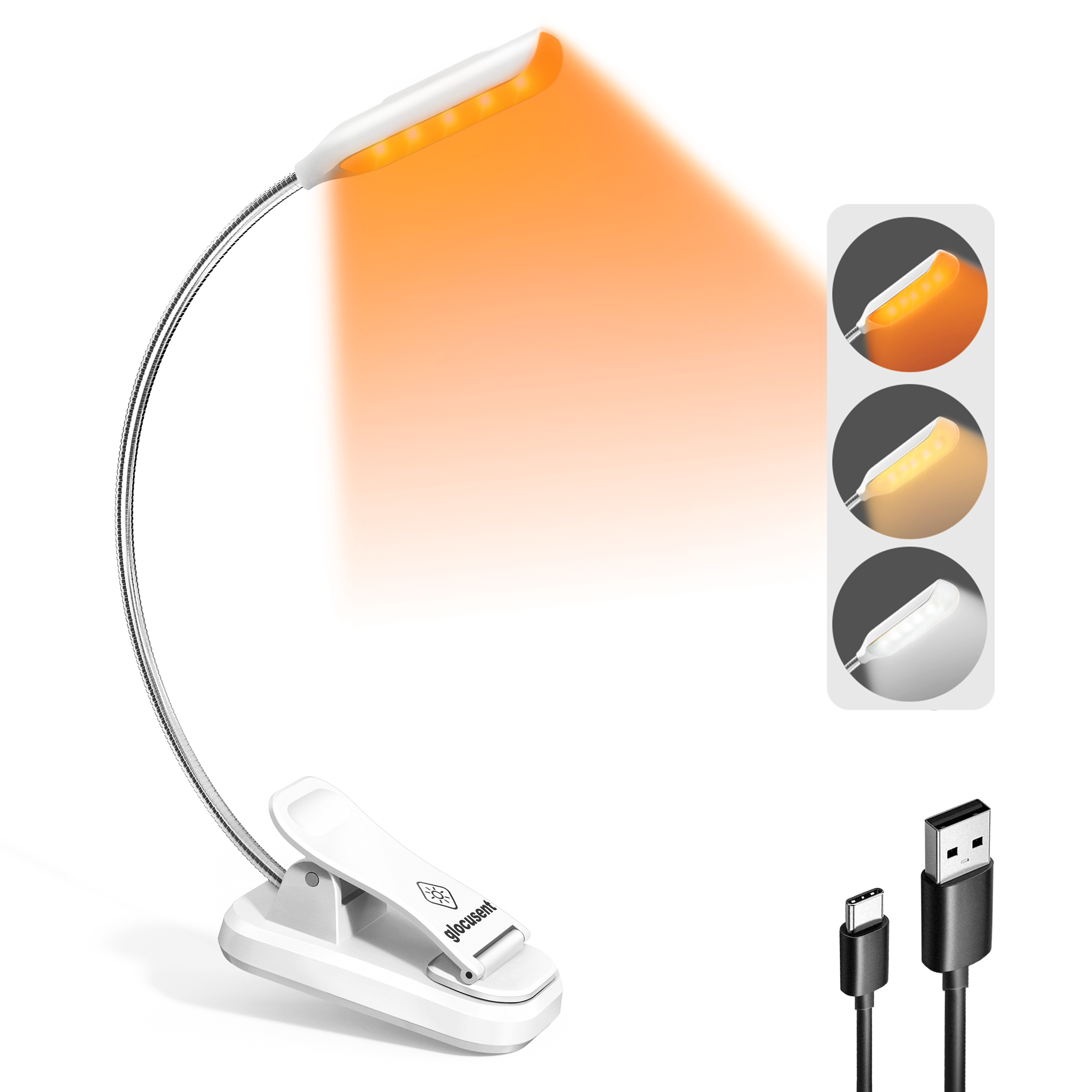 Eye care high quality wholesale odm oem reading light portable amber mini usb rechargeable book light for reading in bed