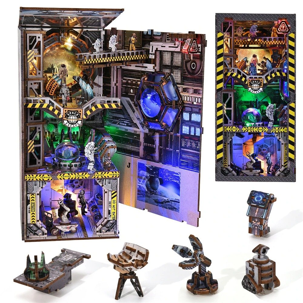 Hot Sale Aslowsnail Interstellar Home 3D Book Nook Kit DIY Book Nook with LED Light