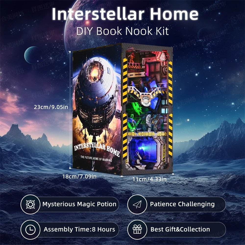 Hot Sale Aslowsnail Interstellar Home 3D Book Nook Kit DIY Book Nook with LED Light