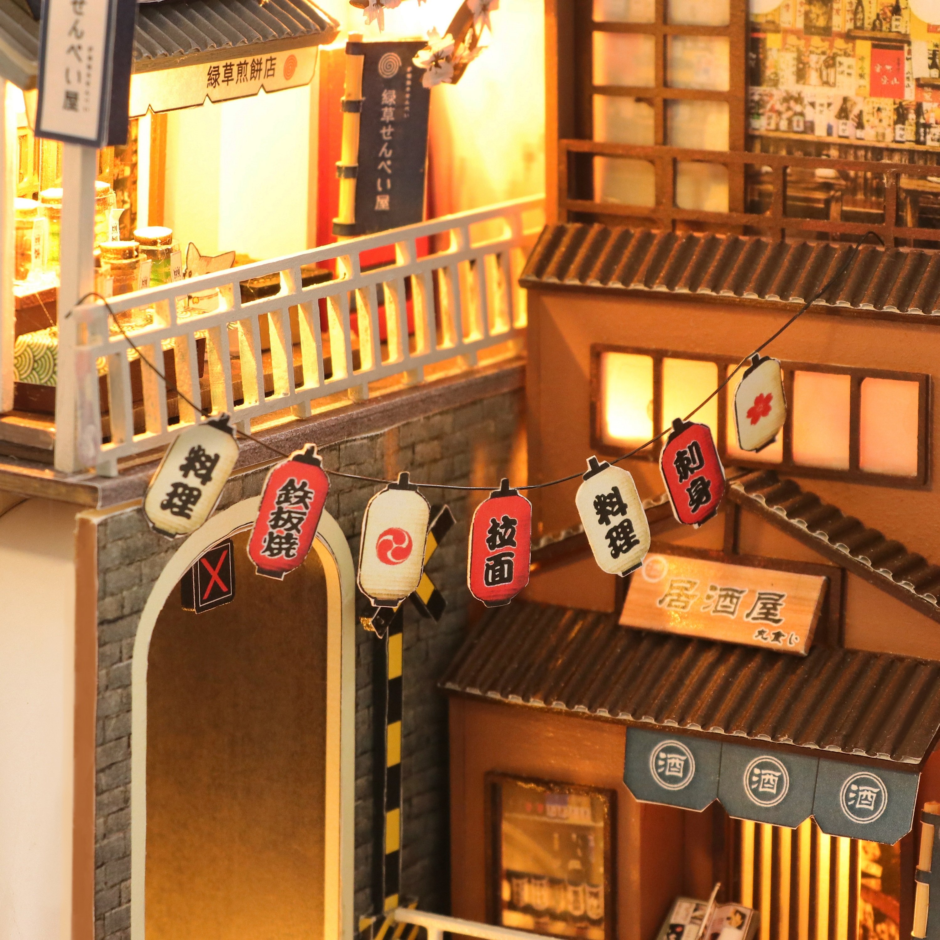 Hongda 2023 new design M2211 Sakura holiday Japanese style book nook diy miniature wooden book nook kit with light