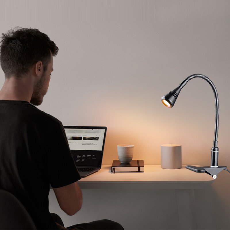 Clip on Desk 3W LED Reading Light Book Light, Eye Caring Reading Lamp, Perfect Clip Light for Bed Reading/Studying/Working