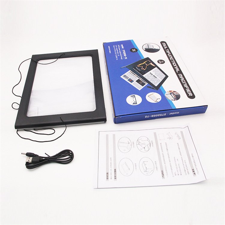 72 LED lights Warm and cold light source USB plug old man full page reading book folding table large size magnifying glass