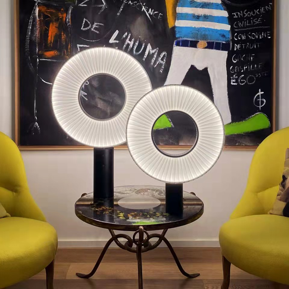 Black and White Cloth Table Lamp with Luxury Creative Minimalist Design Iron LED Room Decoration