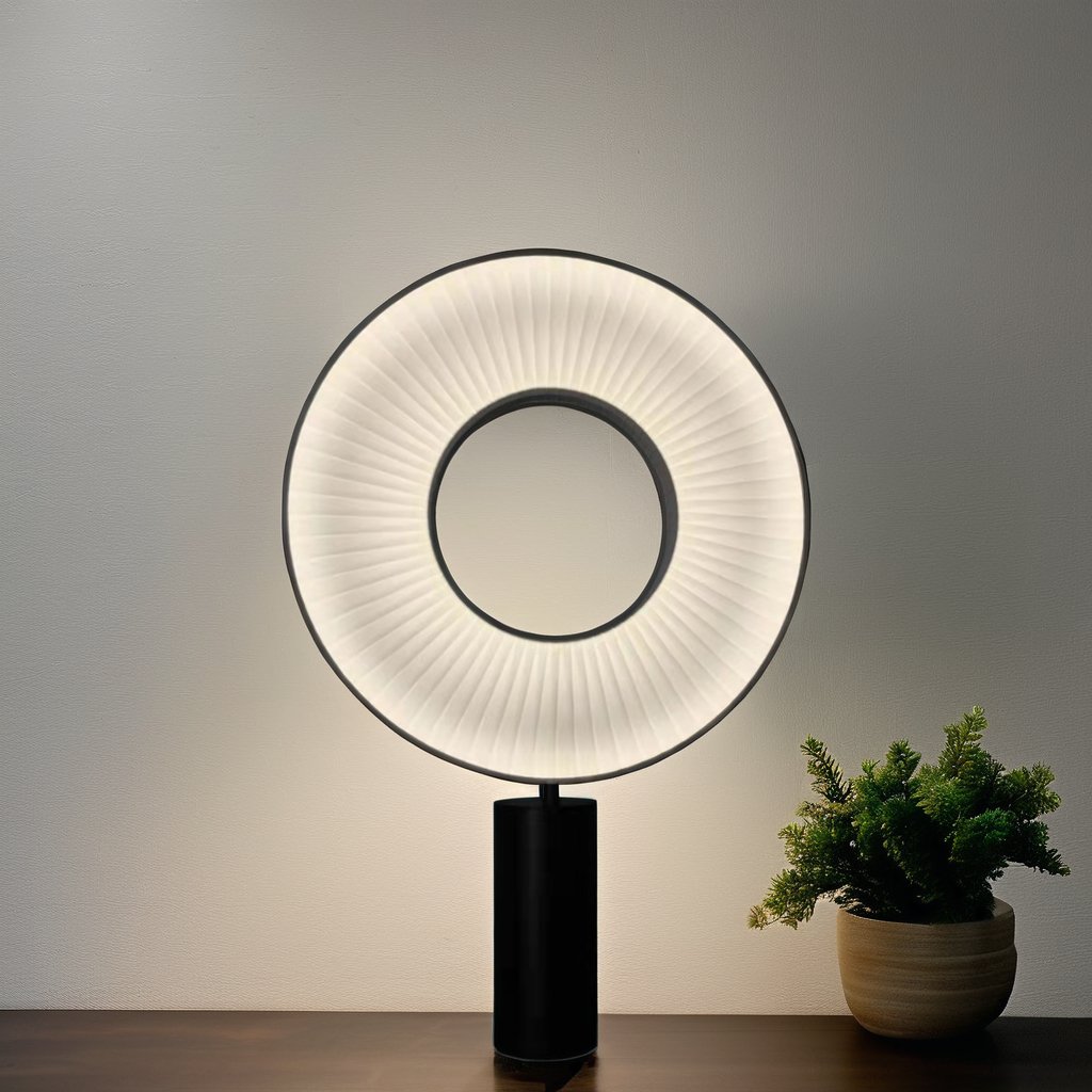 Black and White Cloth Table Lamp with Luxury Creative Minimalist Design Iron LED Room Decoration
