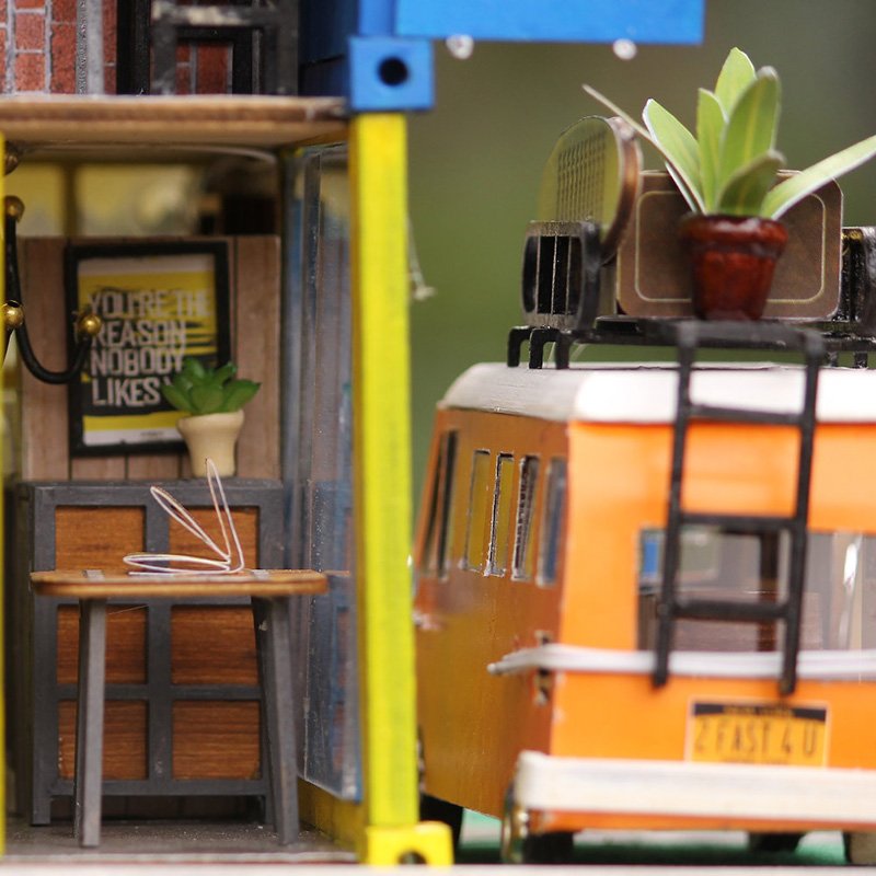 IIECREATE 3D Wooden Puzzle K-039 Hello Summer DIY Miniature Dollhouse Kits For Adult