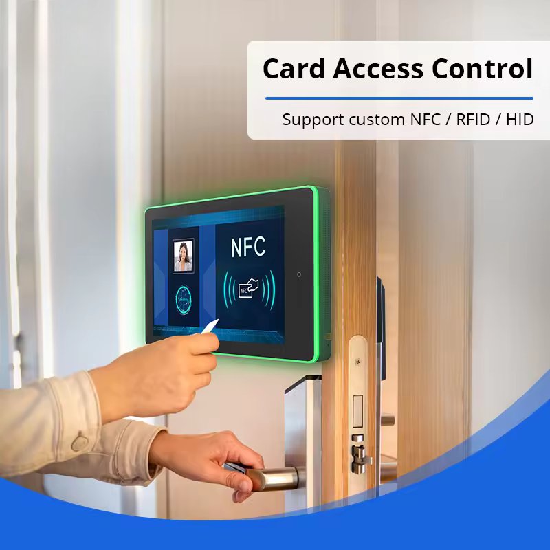 Wall Mount Touch Screen Display Poe Power Surrounding Led Light Bar Meeting Room Android Tablet Pc Booking System