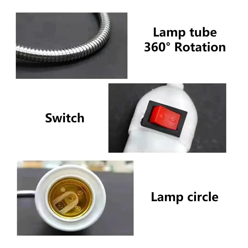 EU/US Plug E27 Lamp Base Wall Flexible Holder Light Socket Converter Bases On/Off 28CM Book light Adapter Plug Switch