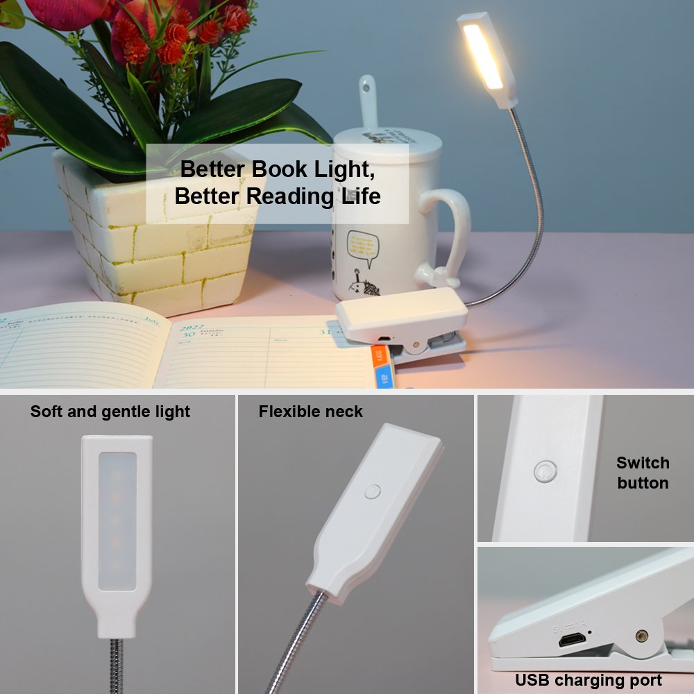 standard clip led book lamp rechargeable learning anti-myopia student dormitory bedside desk bedside folding clamp table lamp