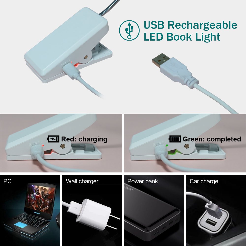 standard clip led book lamp rechargeable learning anti-myopia student dormitory bedside desk bedside folding clamp table lamp