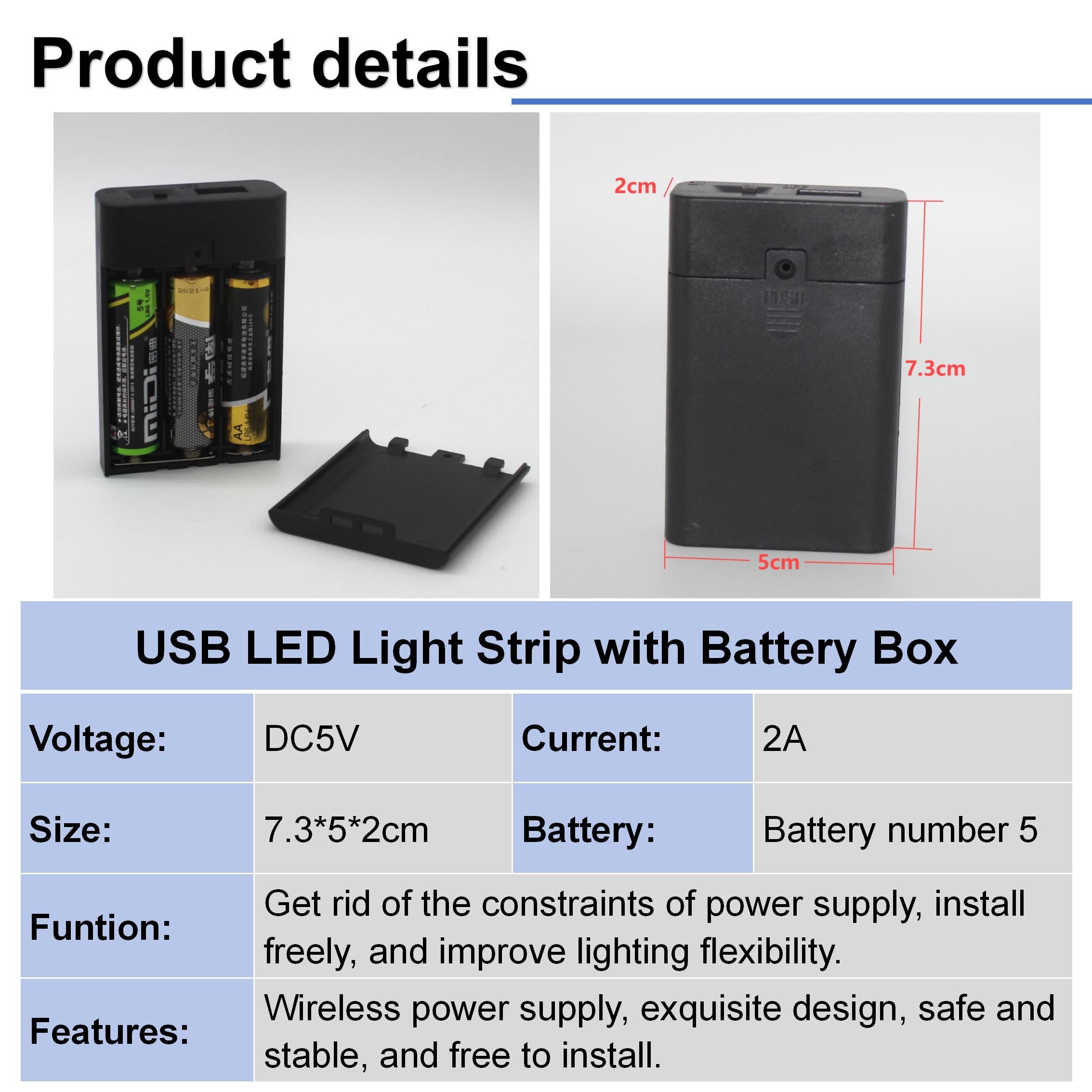 High Brightness 60Led Warm White Flexible Light Strip With USB AA Battery Remote Control