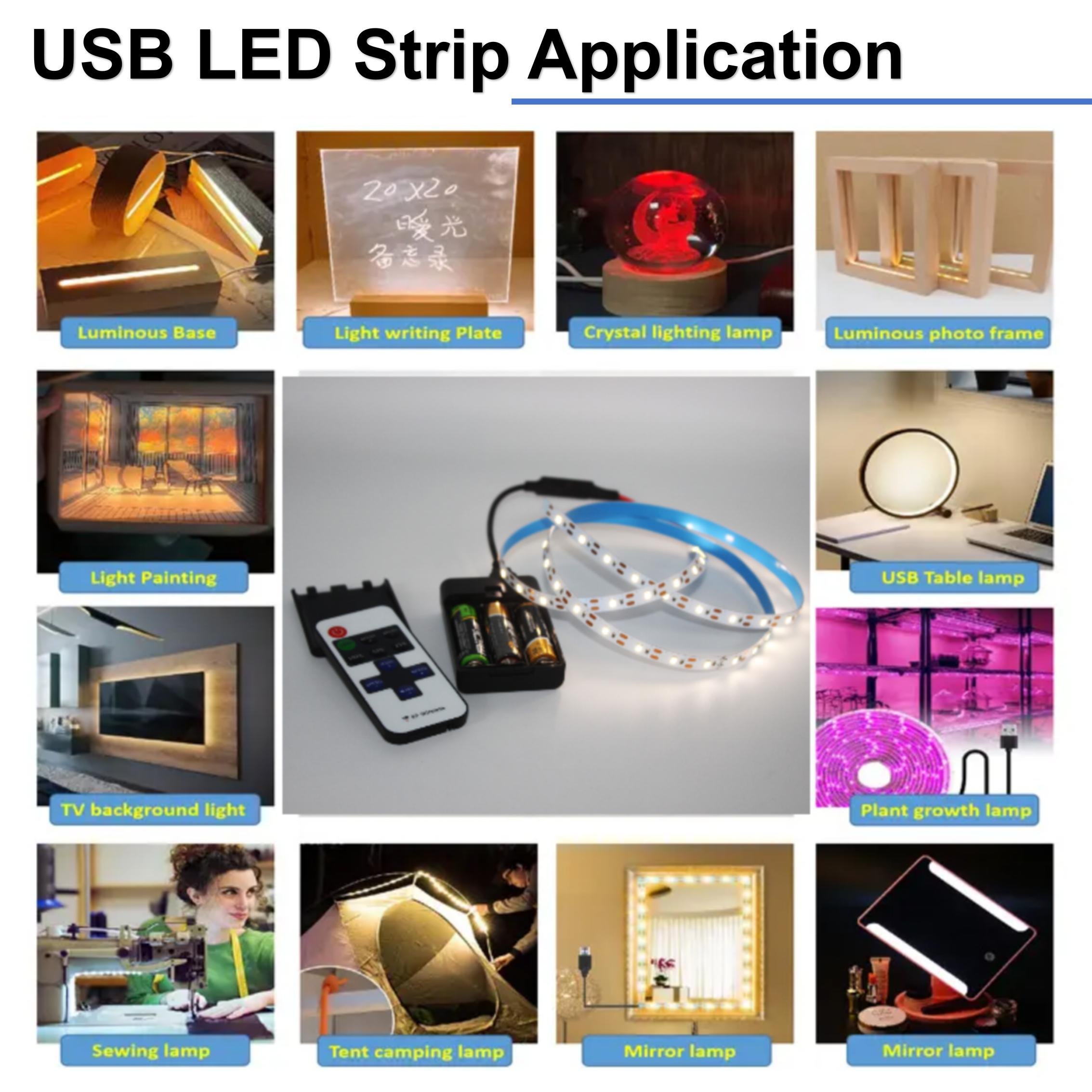 High Brightness 60Led Warm White Flexible Light Strip With USB AA Battery Remote Control