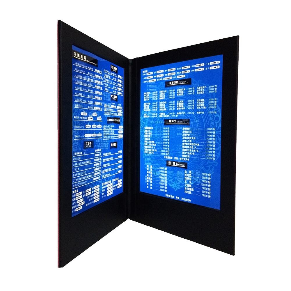 Custom Rechargeable Led Backlit Menu A4 A5Sign Holder Table Tent Display Led Menu Book Cover For Restaurant Bar