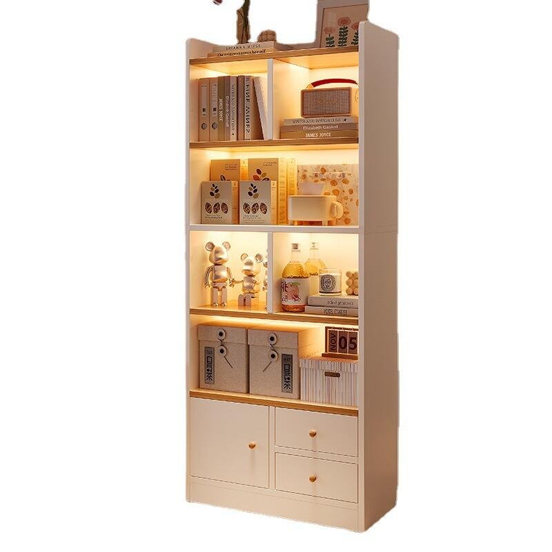 New Design Combination Bookshelf Cabinet Wooden Storage Book Shelves Floating Lighted Bookshelf