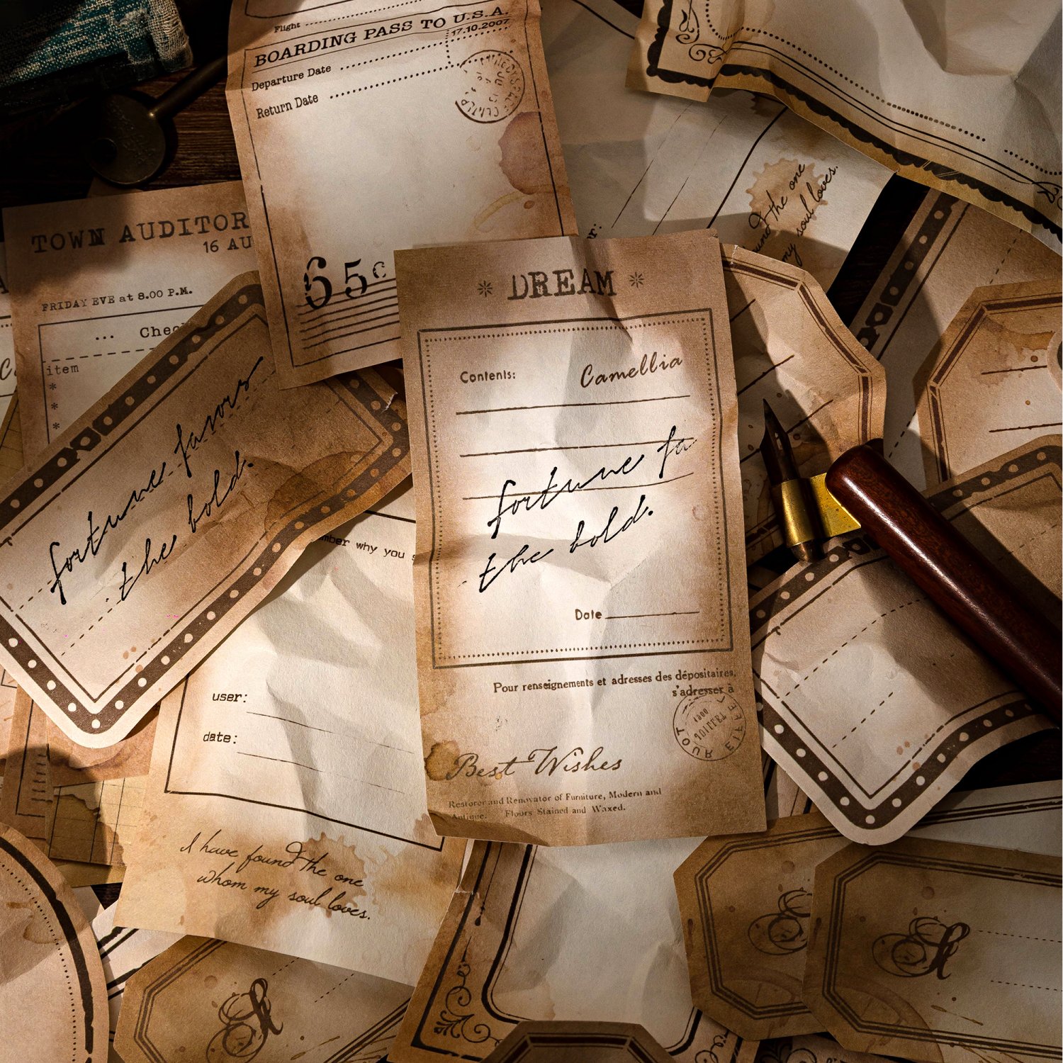 Light Retro Salt Label Lace Paper Tickets Coffee Stains Notes Memories Handbooks Materials Pad Decoration Stationery Paper