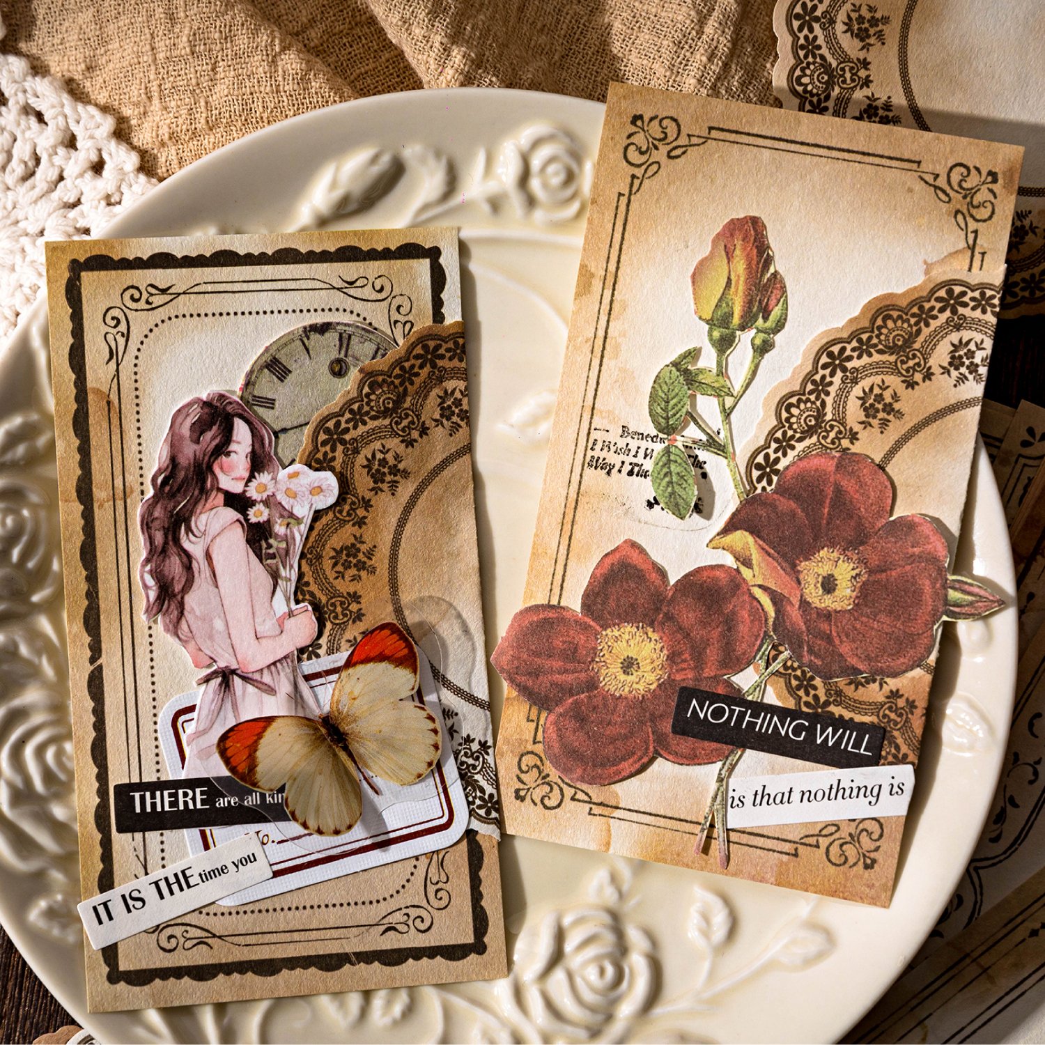 Light Retro Salt Label Lace Paper Tickets Coffee Stains Notes Memories Handbooks Materials Pad Decoration Stationery Paper