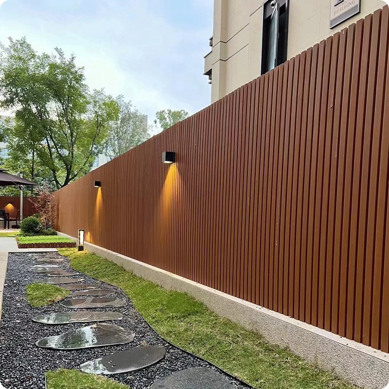 Light LED Wall Fence Panel Outdoor WPC Fence with Decorative Panels Easy Installation WPC Privacy Fence