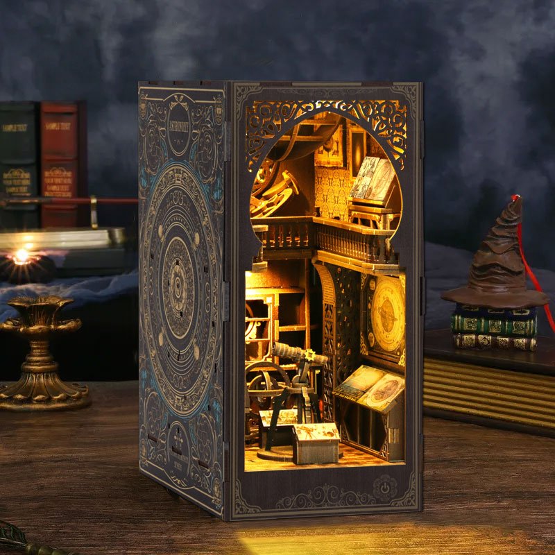 Classical touch Sensor Light Original UV Printing design Miniature 3d wooden building block book nook