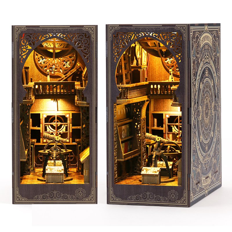 Classical touch Sensor Light Original UV Printing design Miniature 3d wooden building block book nook