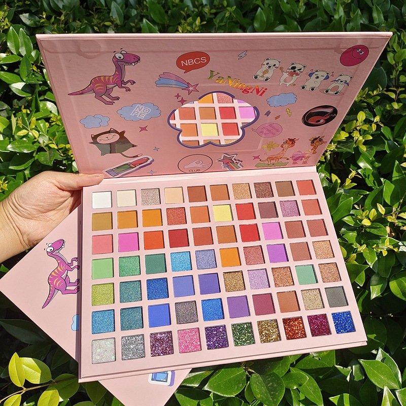 Multi chrome 70 Colors vegan private Stage makeup cartoon eye shadow plate pallet shimmer matte sequins eyeshadow palette