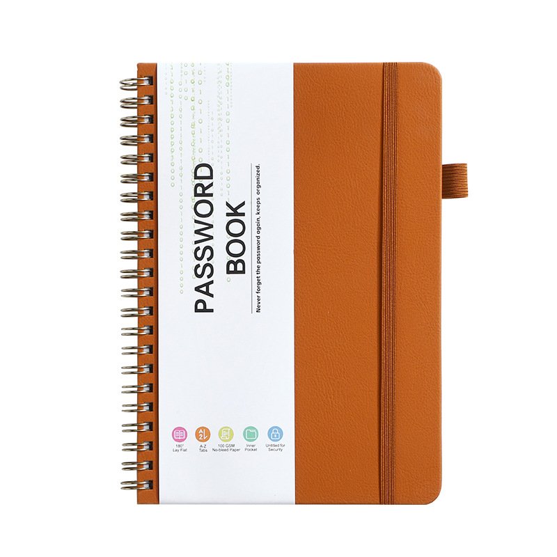 Custom Printed Password Book Promotional Lined Cheap Custom Logo Printed Spiral Leather Address Notebooks With Elastic Band