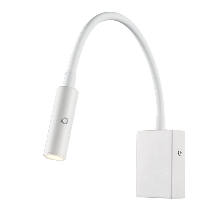 Hotel Modern Indoor Metal Aluminium Bedside Headboard Surface Mount Long Arm Adjustable 3W Wall Reading Lamp