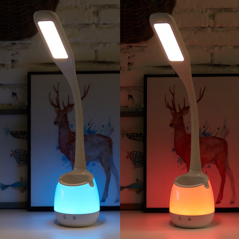 Touch sensor LED Desk Table Lamp 5V USB Rechargeable RGB 7-color night lights For Student Study Reading Book phone stand
