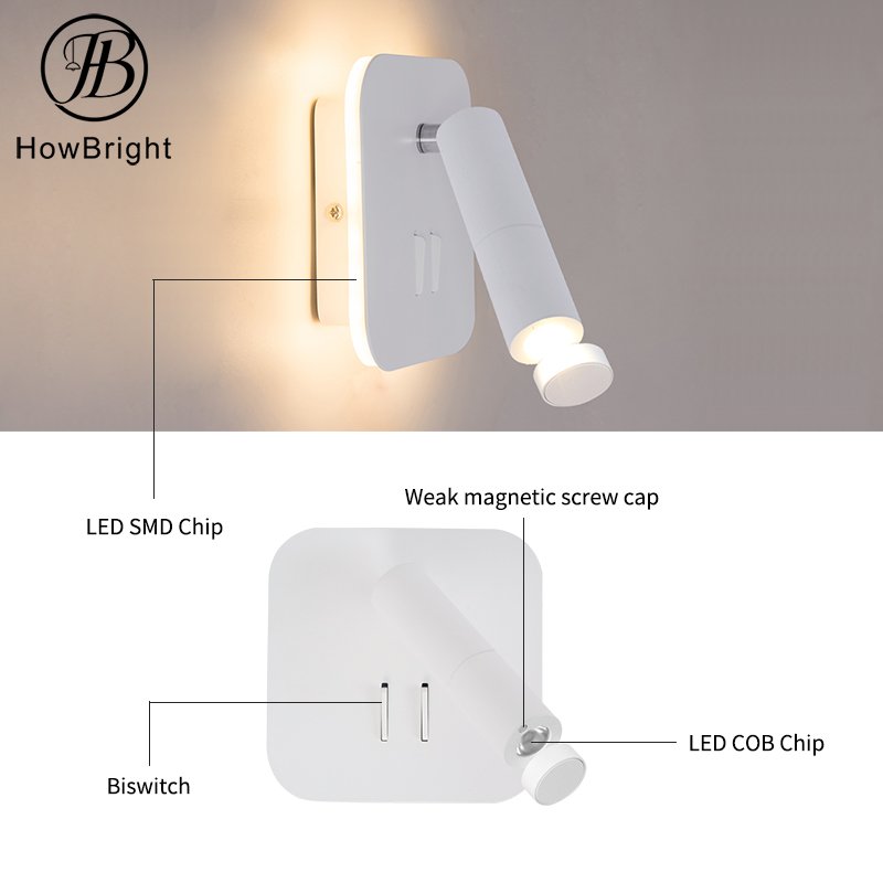 Modern Rotatable LED Wall Lamp Bedside Bedroom Reading Wall Sconce Light book room Shabbat wall lamps with window