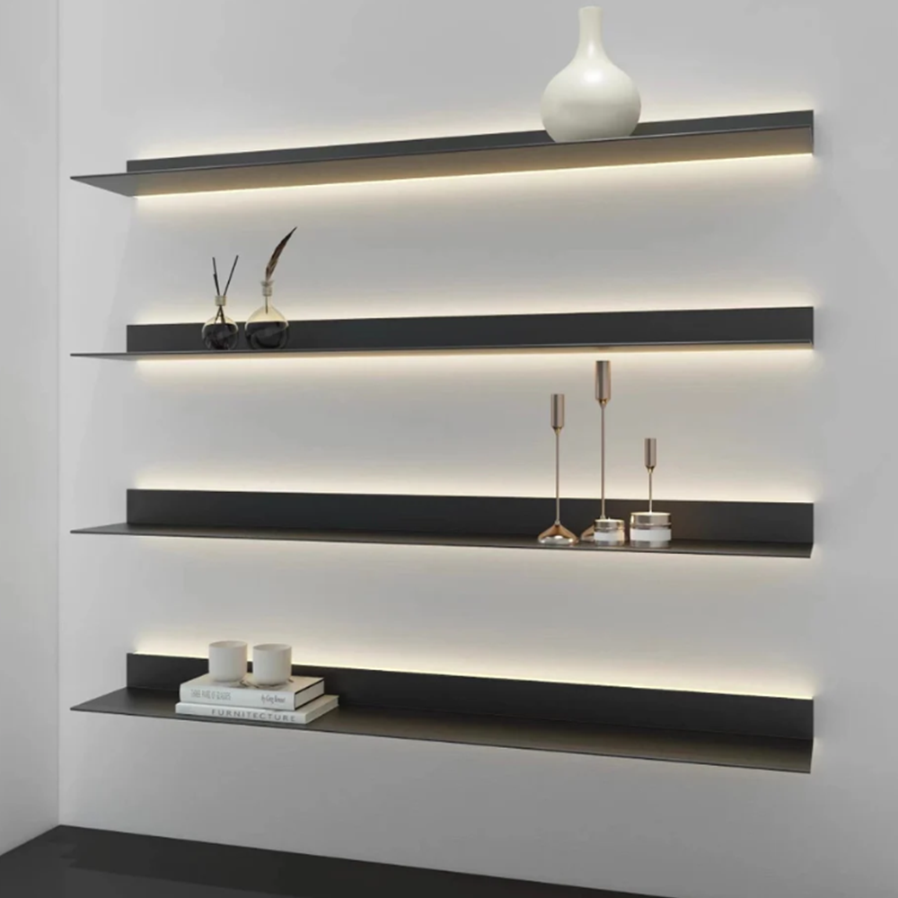 Factory Rolled Edge Multi-Tier Shelf High Quality Wall Shelf Simple Aluminum Removable Wall Floating Shelf