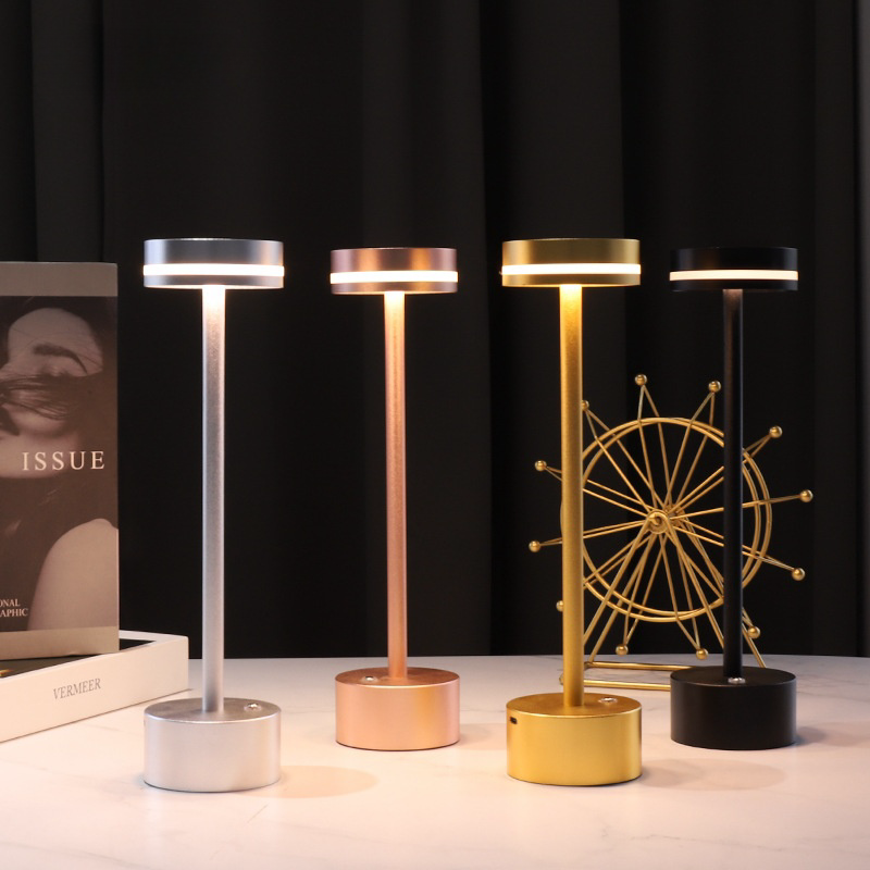 Modern Rechargeable Cordless table lamp touch control dimmer led desk light metal night lights office study reading stand light