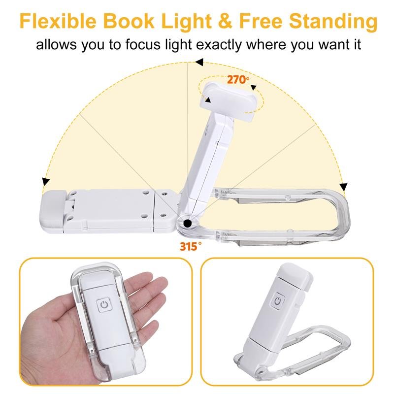 Portable Rechargeable 3 Brightness Levels Flexible Clip On Book Lights LED Desk Reading Light for Kids Bookmark lamp