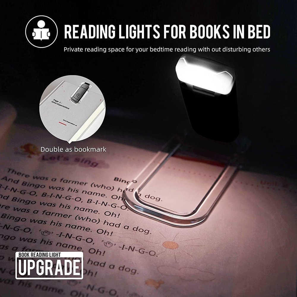 Portable Rechargeable 3 Brightness Levels Flexible Clip On Book Lights LED Desk Reading Light for Kids Bookmark lamp