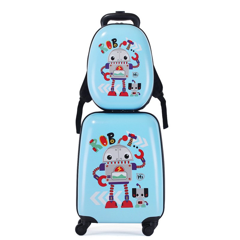 Kids Carry-On Luggage Set Waterproof Book Bag and Rolling Suitcase with Cute Animal PC Children Backpack for School